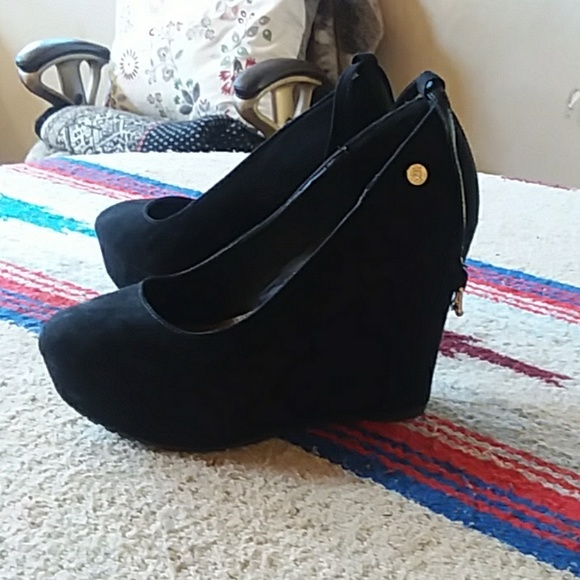 🚀Sales!💫Black suede Wedges shoes - Picture 3 of 8